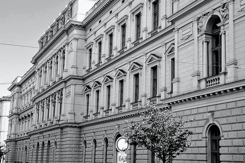 Brick imitating stone imitating wood in Brno, Czechia. Author’s collection.