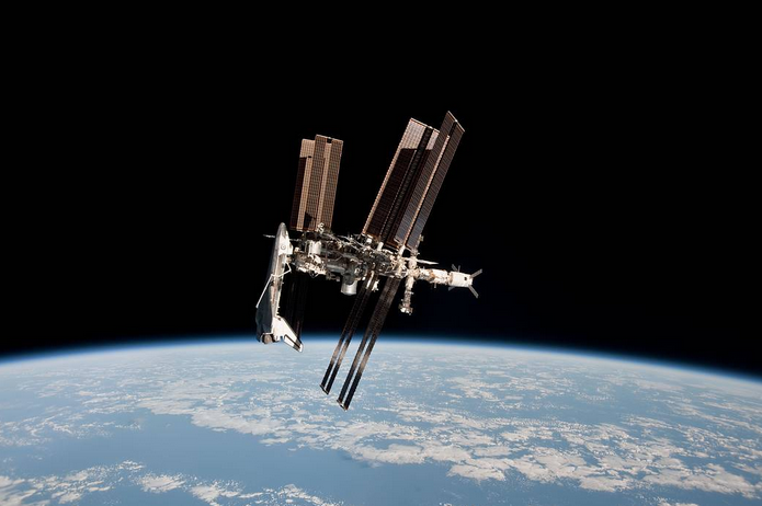 International Space Station and space shuttle. Credit: NASA